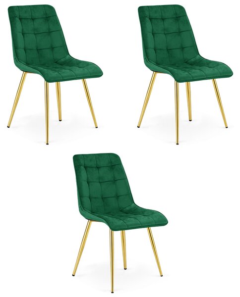 Styl I Elegancja Krzesło Split - Aksamit Zieleń / Nogi Złote X 3