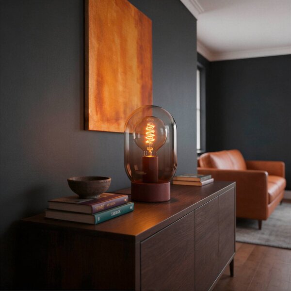 EGLO Lampa stołowa Lequile, czerwony, salon / jadalnia, szkło