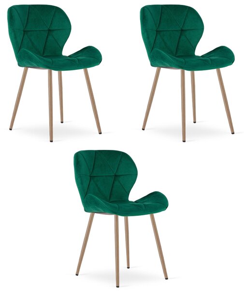 Styl I Elegancja Krzesło Mango - Aksamit Zieleń / Nogi Dąb X 3