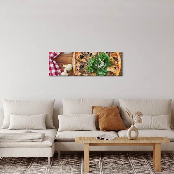 Obraz pizzy (z zegarem) (90x30 cm)