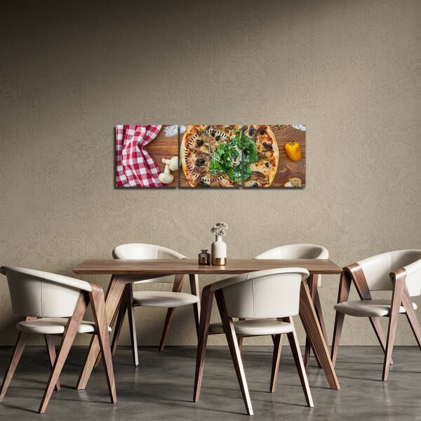Obraz pizzy (z zegarem) (90x30 cm)