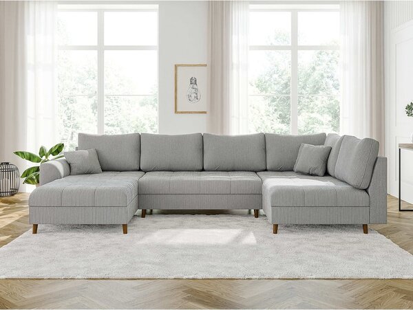 Jasnoszary sztruksowy narożnik (lewostronny/w kształcie litery U) Ariella – Ropez