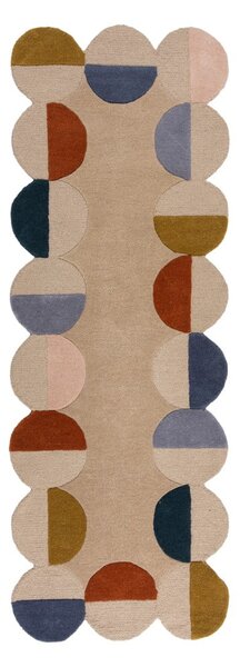 Beżowy wełniany chodnik tkany ręcznie 80x230 cm Mia Scallop Frame – Flair Rugs