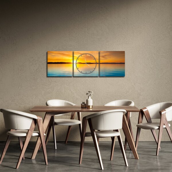 Obraz wschodu słońca (z zegarem) (90x30 cm)