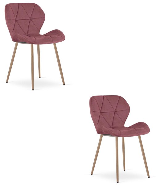 Styl I Elegancja Krzesło Mango - Aksamit Róż Ciemny / Nogi Dąb X 2