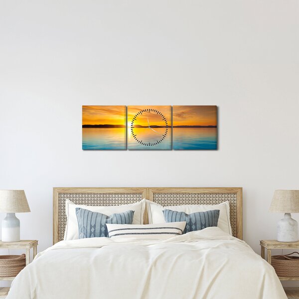 Obraz wschodu słońca (z zegarem) (90x30 cm)