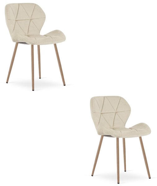 Styl I Elegancja Krzesło Mango - Aksamit Beż Jasny / Nogi Dąb X 2