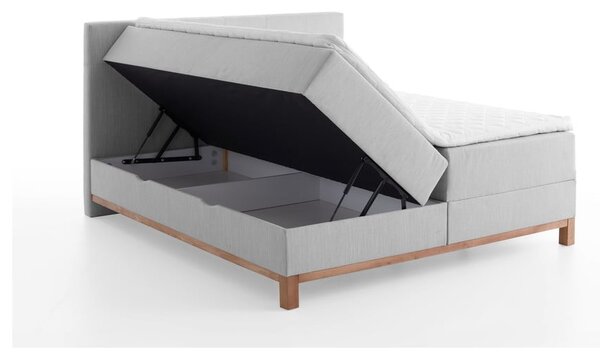 Jasnoszare łóżko boxspring ze schowkiem 160x200 cm Catania − Meise Möbel