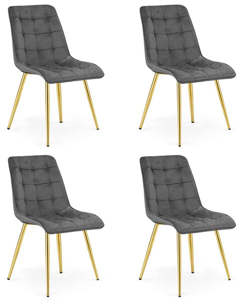 Styl I Elegancja Krzesło Split - Aksamit Szary Ciemny / Nogi Złote X 4
