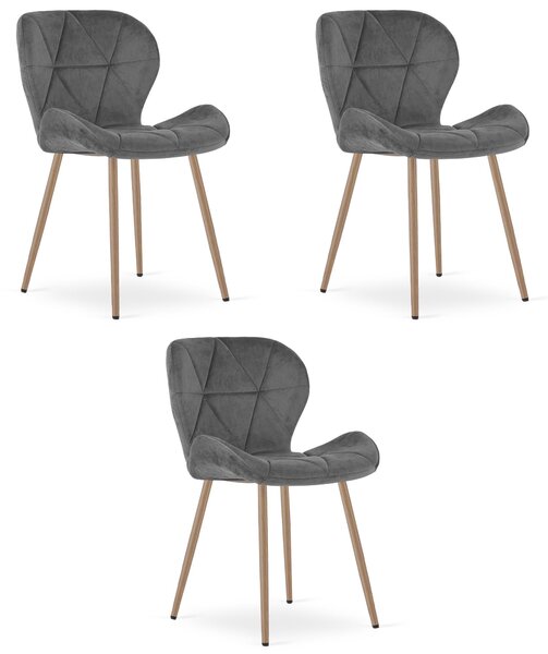 Styl I Elegancja Krzesło Mango - Aksamit Szary Ciemny / Nogi Dąb X 3