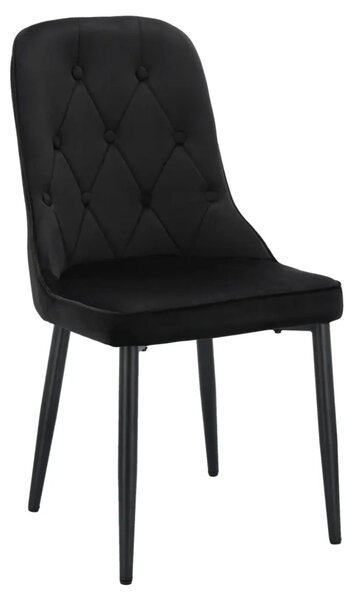 Tapicerowany fotel z weluru VELVET GLAMOUR, kolor czarny – fotel do salonu i jadalni
