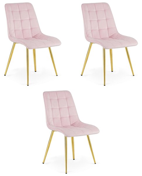 Styl I Elegancja Krzesło Split - Aksamit Róż Jasny / Nogi Złote X 3