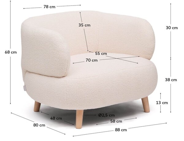 Beżowy fotel z materiału bouclé Luisa – Kave Home
