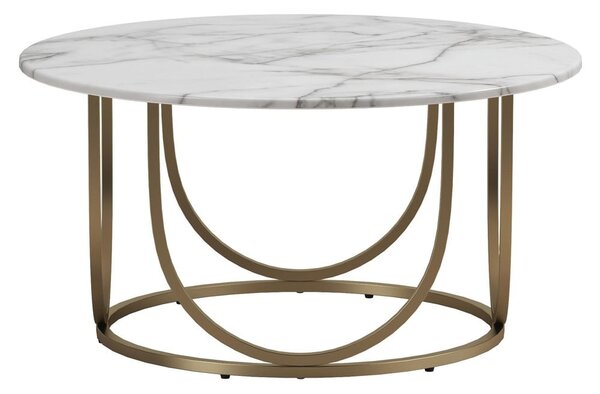 Okrągły stolik w biało-złotym kolorze w dekorze marmuru ø 79 cm Gwyneth – CosmoLiving by Cosmopolitan