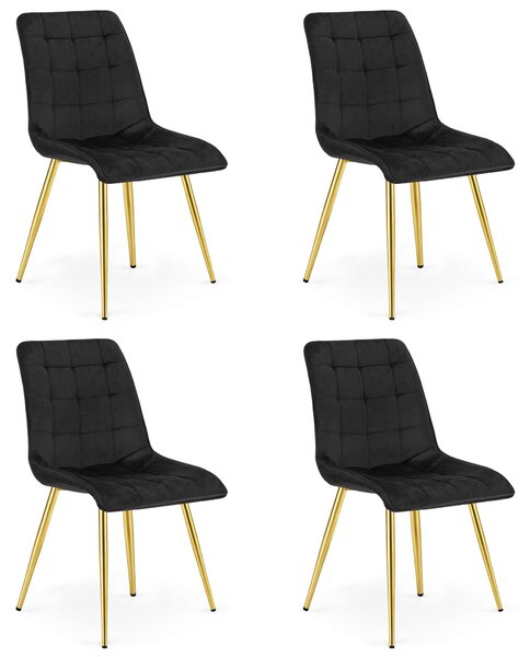 Styl I Elegancja Krzesło Split - Aksamit Czarny / Nogi Złote X 4