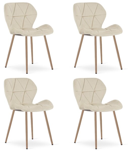 Styl I Elegancja Krzesło Mango - Aksamit Beż Jasny / Nogi Dąb X 4