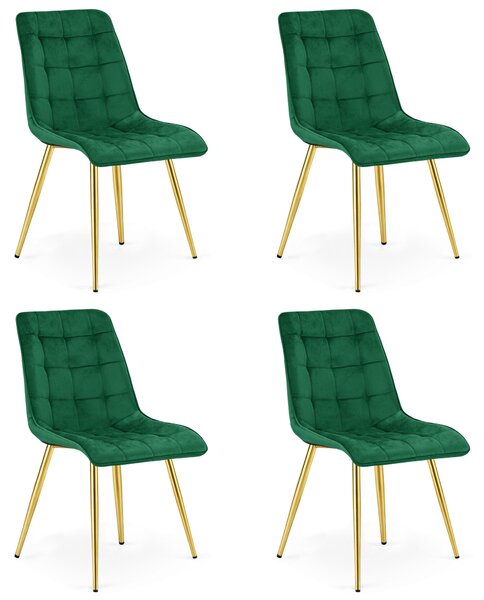 Styl I Elegancja Krzesło Split - Aksamit Zieleń / Nogi Złote X 4