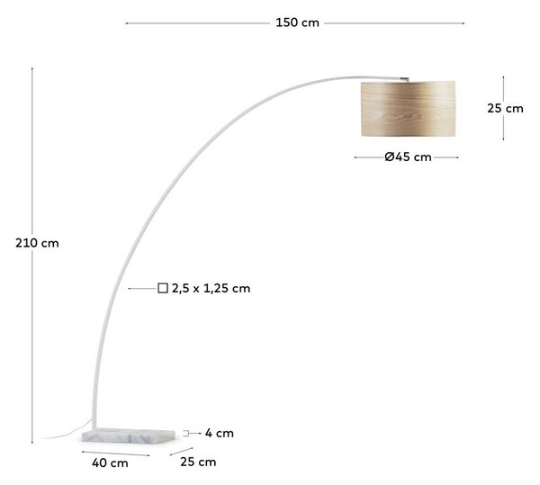 Biała/w naturalnym kolorze lampa stojąca z drewnianym kloszem (wysokość 210 cm) Juhe Ash – Kave Home