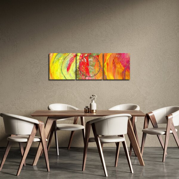 Obraz abstrakcji - malarstwo (z zegarem) (90x30 cm)