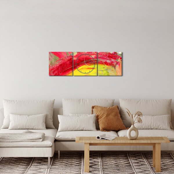 Obraz abstrakcji - malarstwo (z zegarem) (90x30 cm)