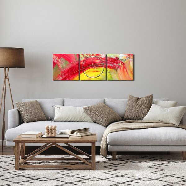 Obraz abstrakcji - malarstwo (z zegarem) (90x30 cm)