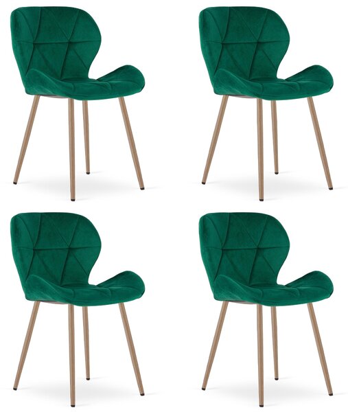 Styl I Elegancja Krzesło Mango - Aksamit Zieleń / Nogi Dąb X 4