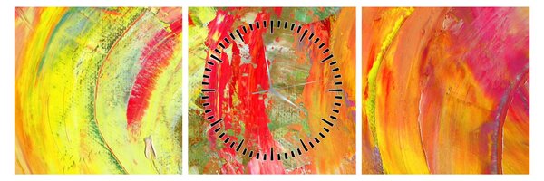 Obraz abstrakcji - malarstwo (z zegarem) (90x30 cm)