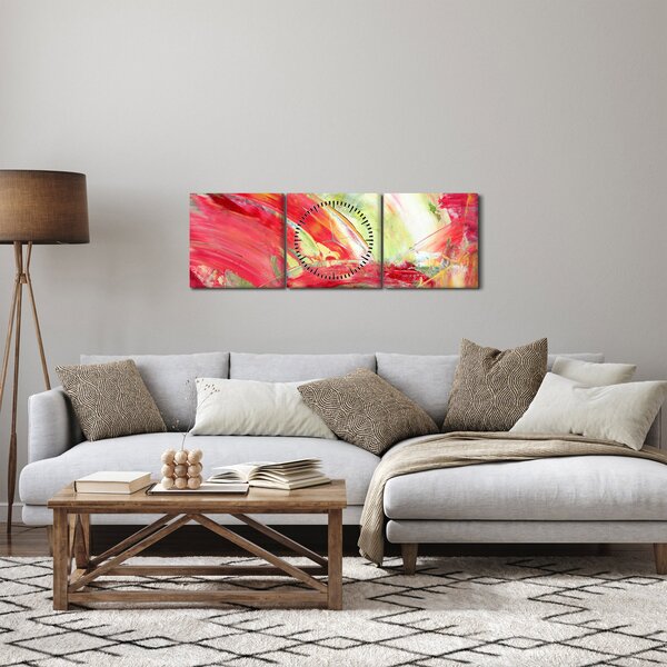 Obraz abstrakcji - malarstwo (z zegarem) (90x30 cm)