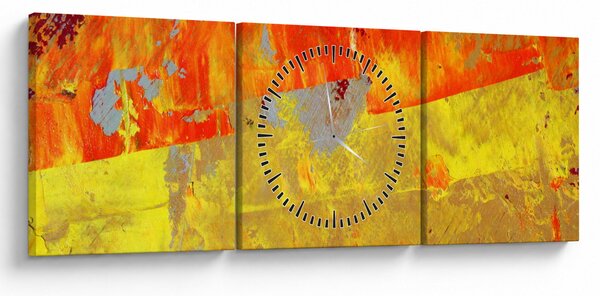 Obraz abstrakcji - malarstwo (z zegarem) (90x30 cm)