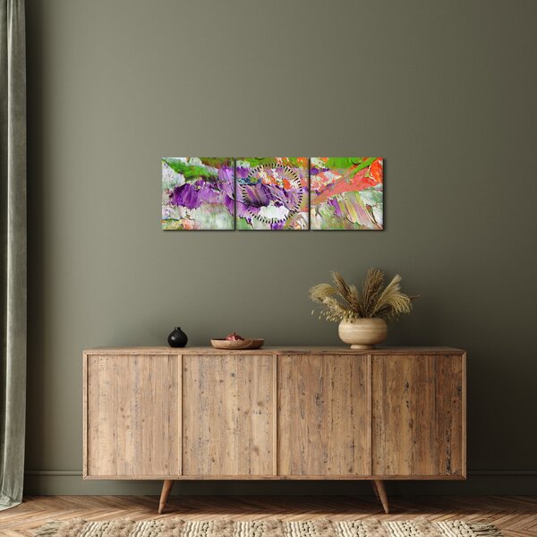 Obraz abstrakcji - malarstwo (z zegarem) (90x30 cm)