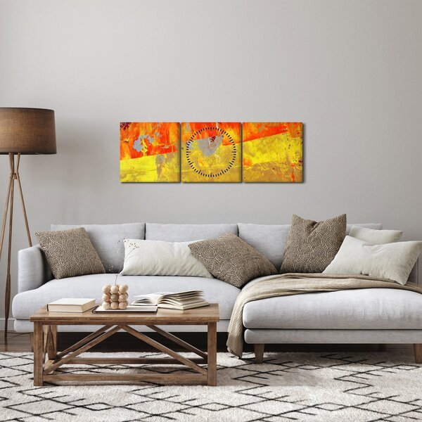 Obraz abstrakcji - malarstwo (z zegarem) (90x30 cm)