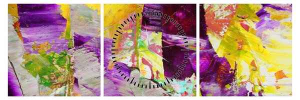 Obraz abstrakcji - malarstwo (z zegarem) (90x30 cm)