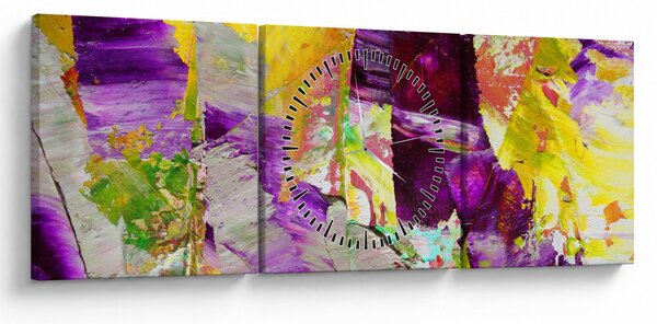 Obraz abstrakcji - malarstwo (z zegarem) (90x30 cm)