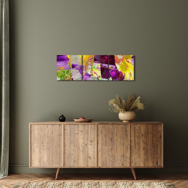Obraz abstrakcji - malarstwo (z zegarem) (90x30 cm)