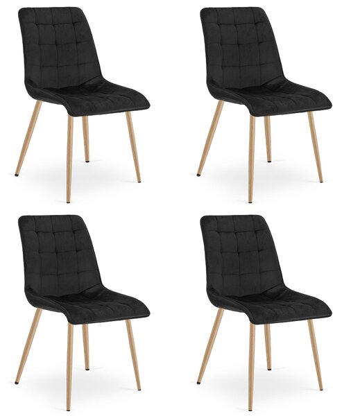 Styl I Elegancja Krzesło Split - Aksamit Czarny / Nogi Dąb X 4