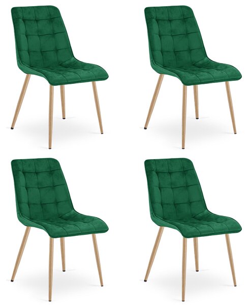 Styl I Elegancja Krzesło Split - Aksamit Zieleń / Nogi Dąb X 4