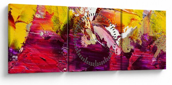 Obraz abstrakcji - malarstwo (z zegarem) (90x30 cm)
