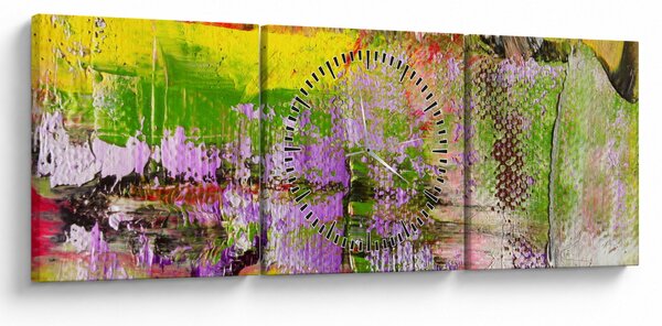 Obraz abstrakcji - malarstwo (z zegarem) (90x30 cm)