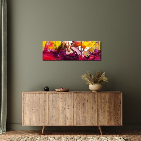 Obraz abstrakcji - malarstwo (z zegarem) (90x30 cm)