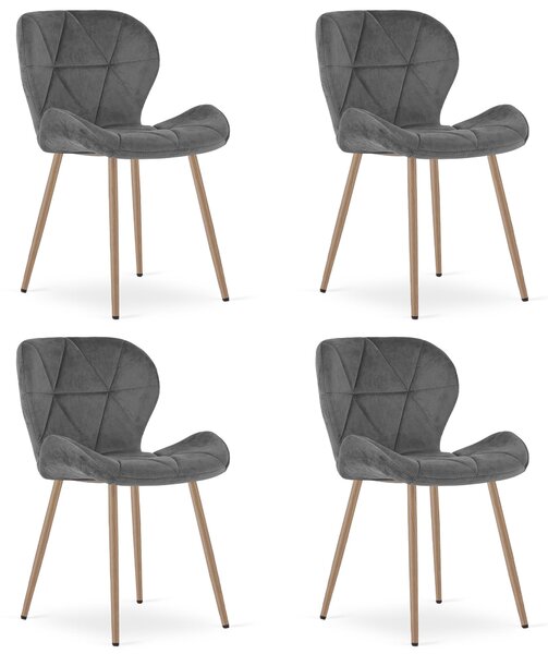Styl I Elegancja Krzesło Mango - Aksamit Szary Ciemny / Nogi Dąb X 4