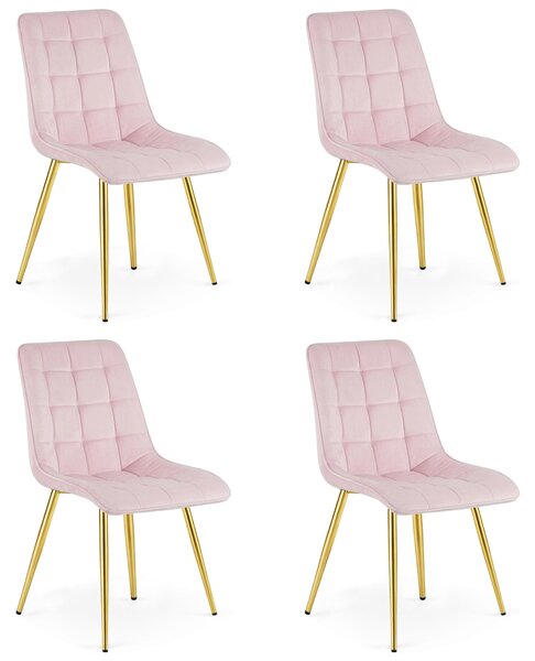 Styl I Elegancja Krzesło Split - Aksamit Róż Jasny / Nogi Złote X 4