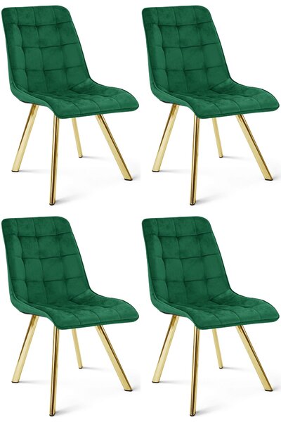 Styl I Elegancja Krzesło Cieza - Aksamit Zieleń / Nogi Złote X 4