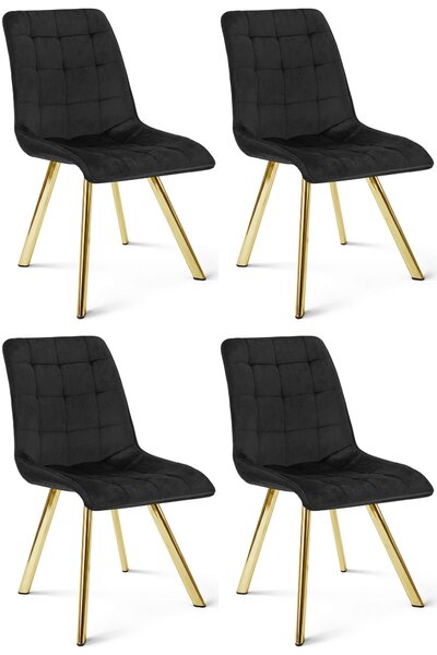 Styl I Elegancja Krzesło Cieza - Aksamit Czarny / Nogi Złote X 4