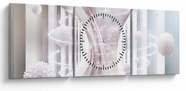 Obraz - Delikatny wir (z zegarem) (90x30 cm)