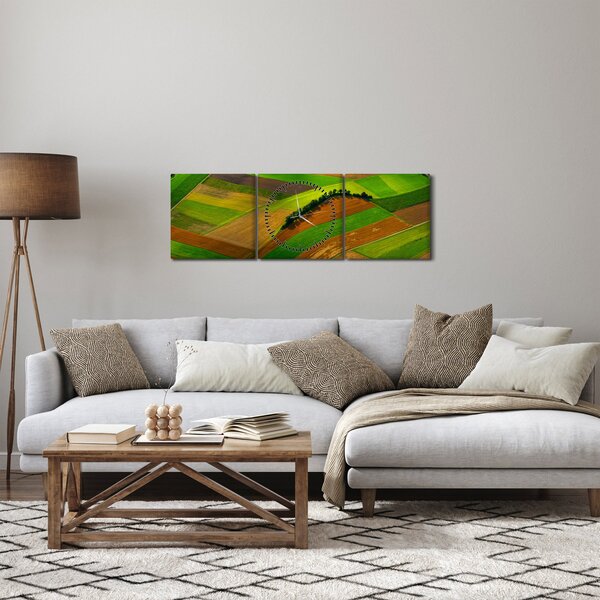 Obraz - Pola, łąki (z zegarem) (90x30 cm)