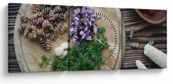 Obraz - Z deski kuchennej (z zegarem) (90x30 cm)