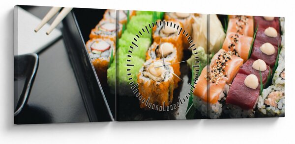 Obraz - Sushi (z zegarem) (90x30 cm)