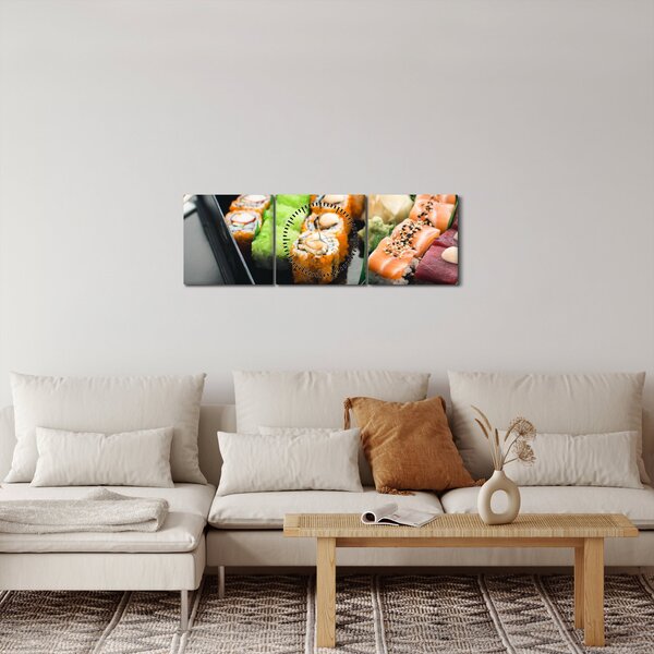 Obraz - Sushi (z zegarem) (90x30 cm)