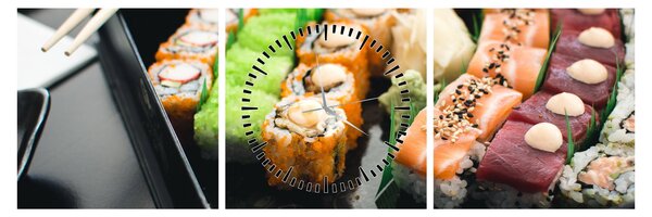 Obraz - Sushi (z zegarem) (90x30 cm)
