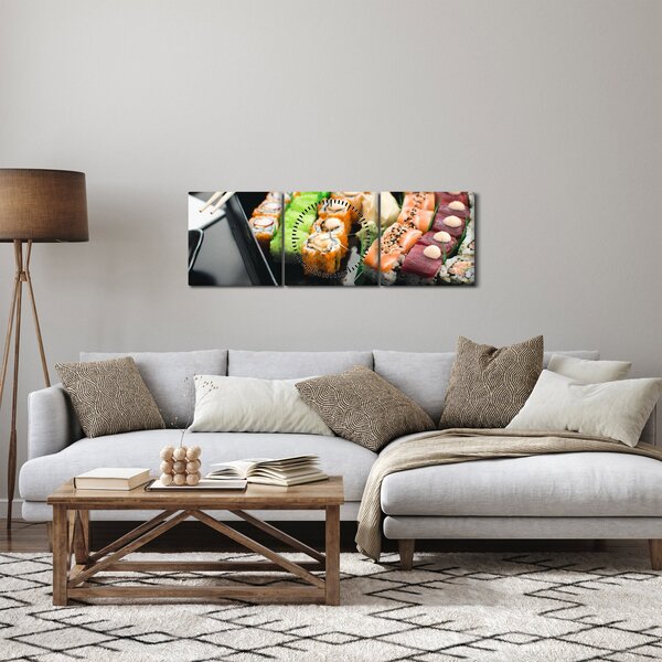 Obraz - Sushi (z zegarem) (90x30 cm)